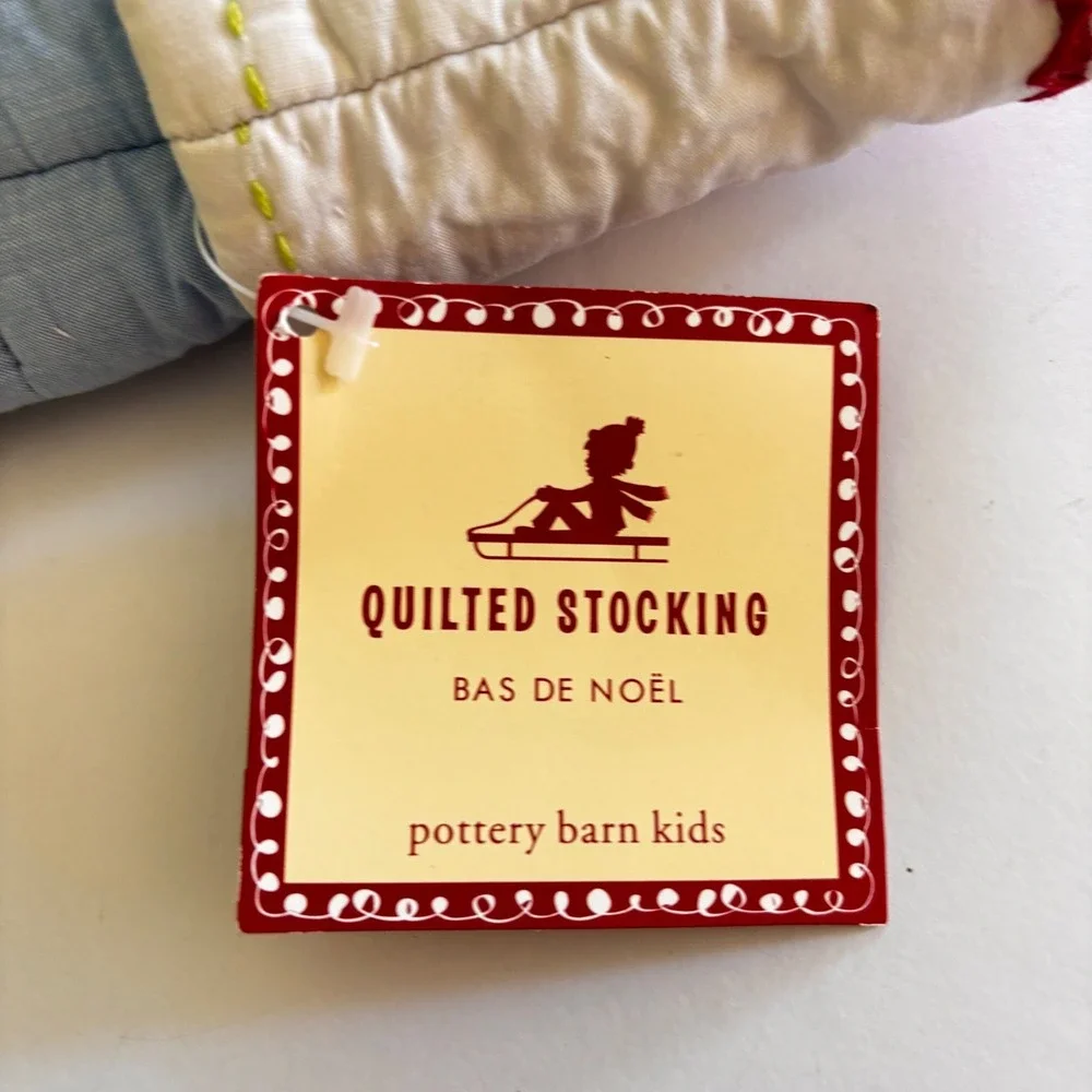 Pottery‎ Barn Kids Christmas Stockting Santa Quilted Personalized Madeline